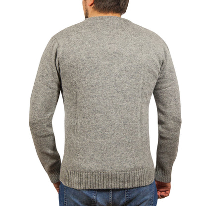 100% Shetland Ragg Wool V Neck Knit Jumper Pullover Mens Sweater Knitted - Grey - S