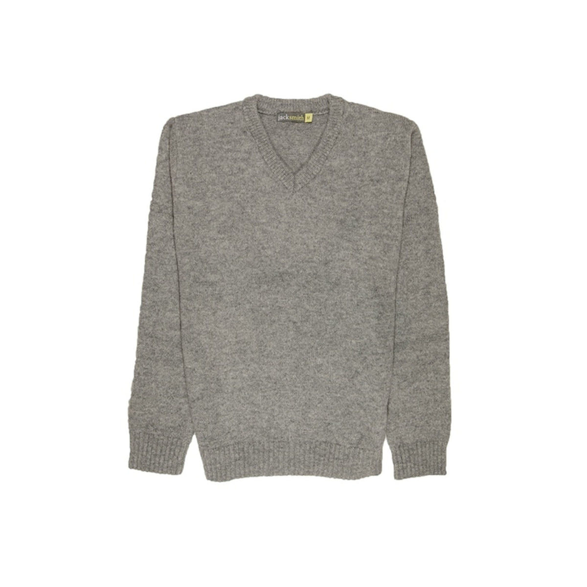 100% Shetland Ragg Wool V Neck Knit Jumper Pullover Mens Sweater Knitted - Grey - S