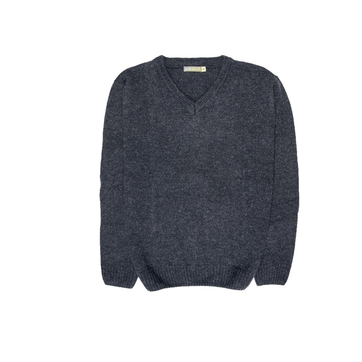 100% Shetland Ragg Wool V Neck Knit Jumper Pullover Mens Sweater Knitted - Navy - L