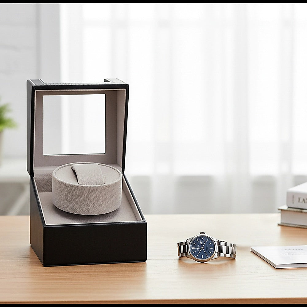 Automatic Watch Winder Display Box Case Motor Rotation Storage PU Leather