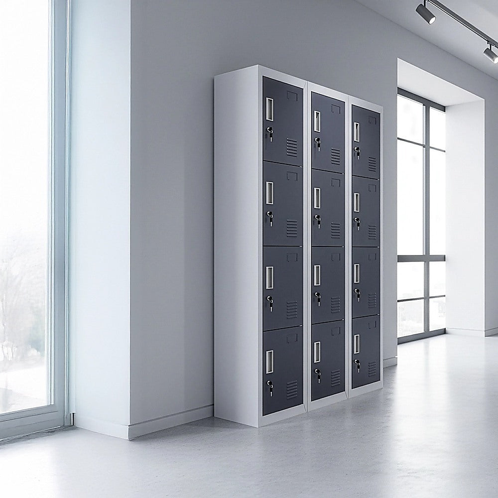 12-Door Locker for Office Gym Shed School Home Storage - Standard Lock with Keys