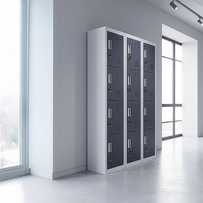 12-Door Locker for Office Gym Shed School Home Storage - Standard Lock with Keys