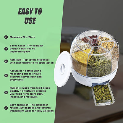Rice Storage Cereal Dispenser Grain Container Rotating Dry Food Box