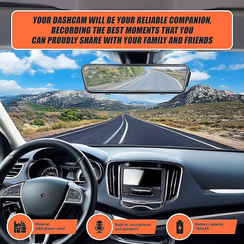 Dash Camera 1080P Front and Rear Smart Car DVR Recorder Night Vision 10"