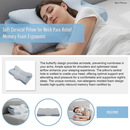 Soft Cervical Pillow for Neck Pain Relief Memory Foam Ergonomic