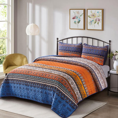 Exquisite Delicate Floral Classic 3 Pc XL Bedspread & Pillow Cover Set