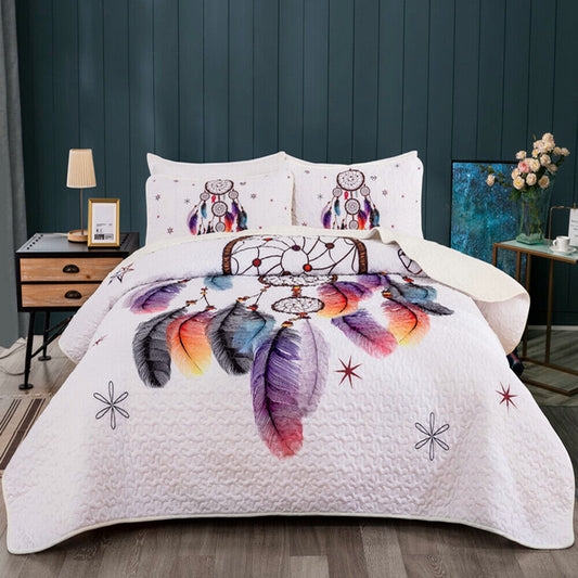 Radiant dreamcatcher white cultural 3 Pc Bedspread & Pillow Cover Set