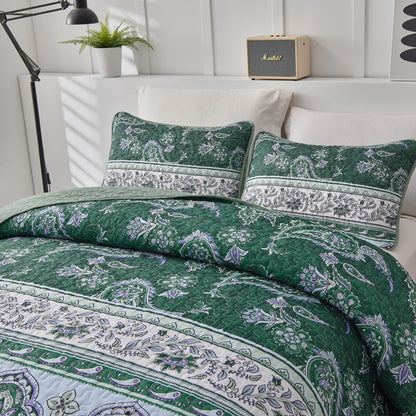 Breezy Tropical green Cozy 3 Pc Bedspread & Pillow Cover Set