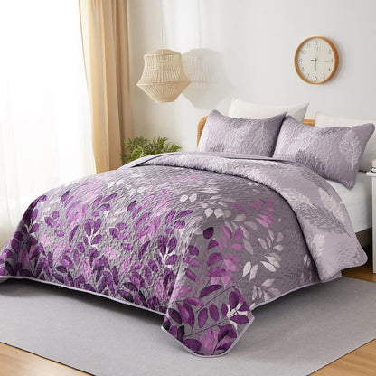 Luxurious Orchid patchwork Plaid 3 Pc Bedspread & Pillow Cover Set