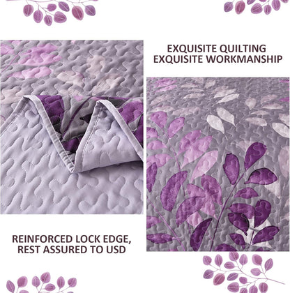 Luxurious Orchid patchwork Plaid 3 Pc Bedspread & Pillow Cover Set