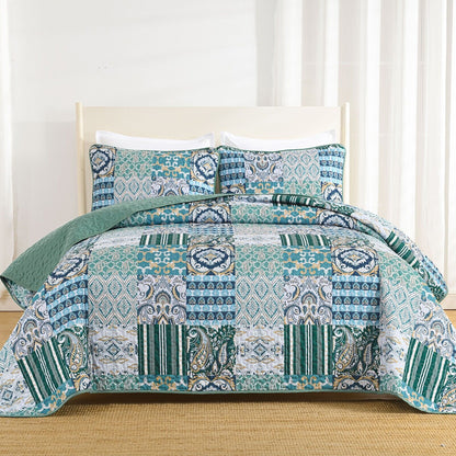 Exquisite Regal Purple 3 Pc Bedspread & Pillow Cover Set