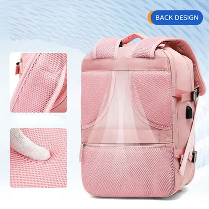 Multi-Compartment Travel Backpack with Shoe Storage and Wet-Dry Separation (Apricot)31cm(L)*17cm(W)*42cm(H)
