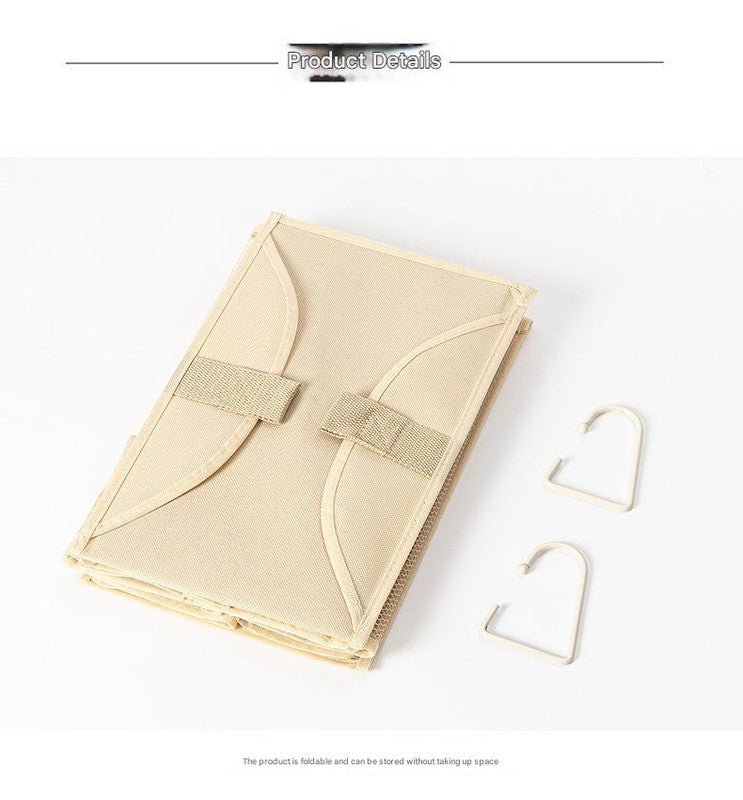 Beige Hanging Dustproof Storage Bag - Multi-Layer Organizer for Bags, Clothes & Accessories, 3-Tier Non-Woven Fabric