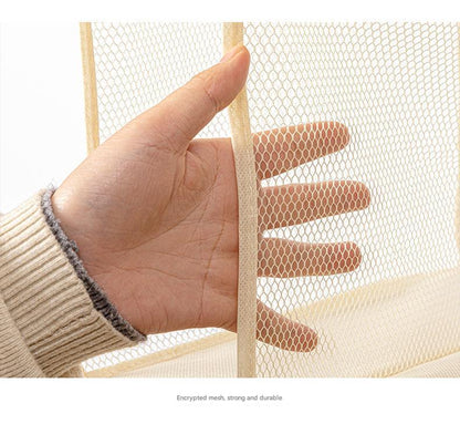 Beige Hanging Dustproof Storage Bag - Multi-Layer Organizer for Bags, Clothes & Accessories, 3-Tier Non-Woven Fabric