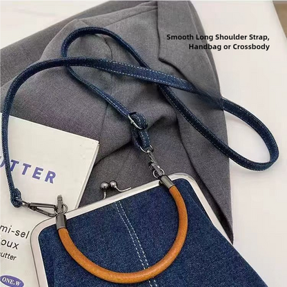 Dark Blue Handmade Denim Patchwork Small Crossbody Bag - Women's Shoulder & Handbag with Vintage Style
