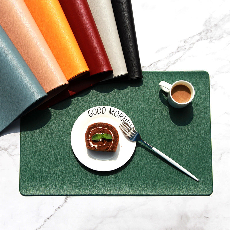 5 PCS Black Nordic Style Leather Placemat - Anti-Slip, Heat-Resistant Table Mat 30cm x 45cm