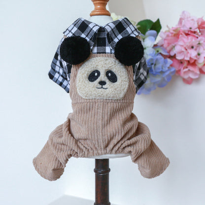 S Panda Ball Bib Pants Cute Four-Legged Dog Clothes - Spring/Summer Pet Outfit, Soft & Breathable