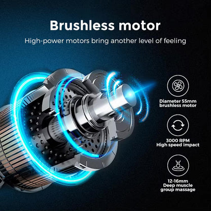 Carbon Fiber Deep Tissue Percussion Massage Gun - 30 Speeds, 6 Heads, Type-C Charging