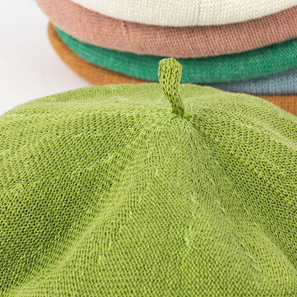 White Linen Knit Beret - Classic Soft and Stylish Headwear
