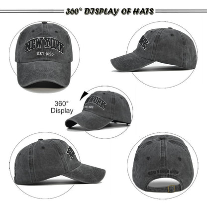 Vintage New York Est. 1625" Washed Cotton Baseball Cap - Adjustable & Unisex(Wine red)"