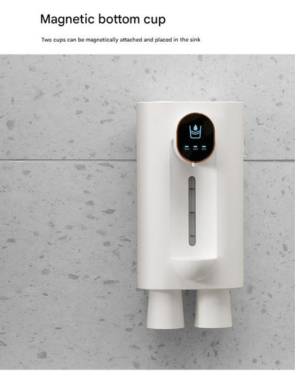 Smart Automatic Mouthwash Dispenser - Wall-Mounted, 3 Adjustable Levels, LED Display & Magnetic Cups(Black)