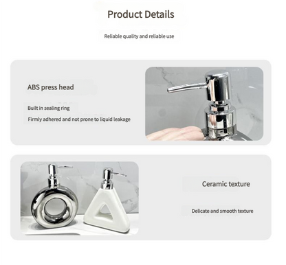 Modern Ceramic Soap & Lotion Dispenser - Unique Geometric Designs, 300ml Capacity(Donut lotion bottle milky white)
