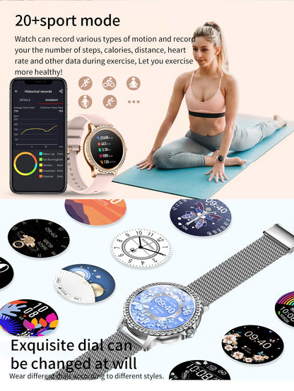 Elegant Women's Smartwatch,HD Touchscreen, Bluetooth Calls, Health Monitoring(gold)