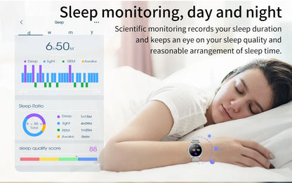 Elegant Women's Smartwatch,HD Touchscreen, Bluetooth Calls, Health Monitoring(Silver)