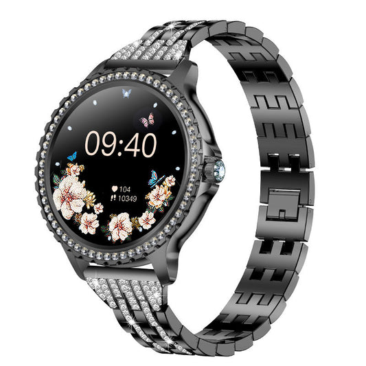 Elegant Women's Smartwatch,HD Touchscreen, Bluetooth Calls, Health Monitoring(Black Thin Steel Strip)