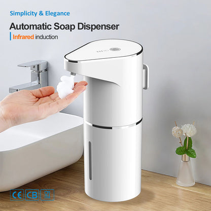 White Automatic Foaming Soap Dispenser - USB Rechargeable, Touchless Infrared Sensor