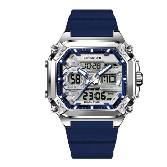 Blue Men's Dual Display Watch - Dual Time Digital Analog Waterproof Sports Watch