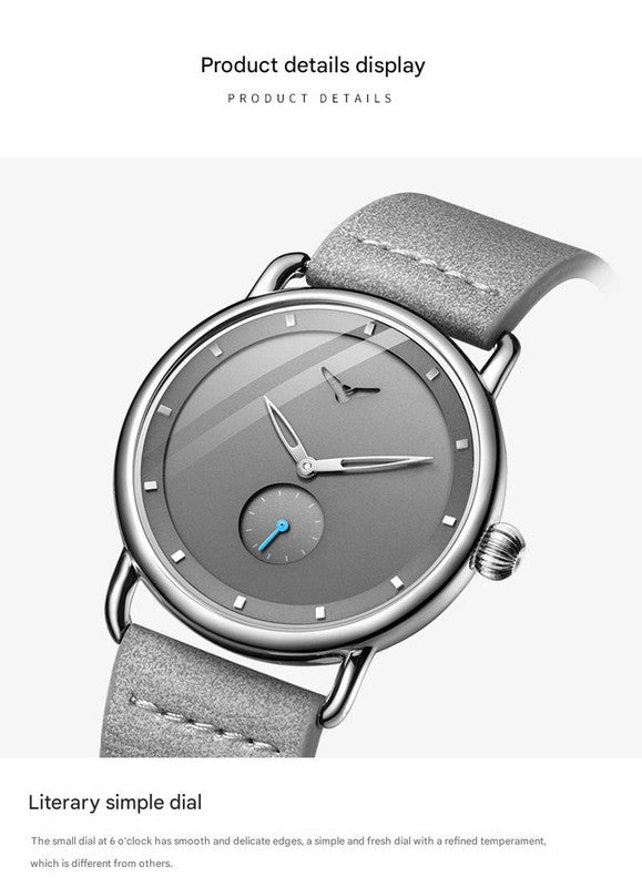 Silver shell black face Elegant Men's Watch with Leather Band - Small Seconds, Onion Crown Detail