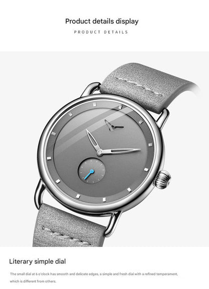 Rose shell white flour Elegant Men's Watch with Leather Band - Small Seconds, Onion Crown Detail