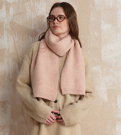 Pale pinkish gray Soft Wool Blend Knitted Scarf Women Men Winter Pure Color Neck Wrap (157x22cm)