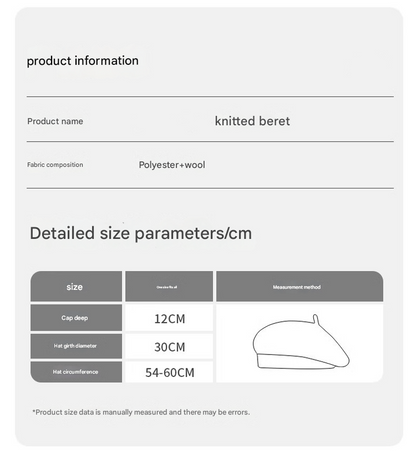 Pink Vintage Inspired Knitted Beret - Stretchy & Comfortable Wool Blend Cap