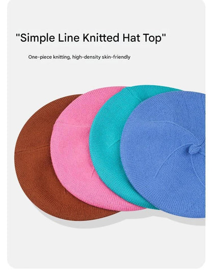 Red Vintage Inspired Knitted Beret - Stretchy & Comfortable Wool Blend Cap