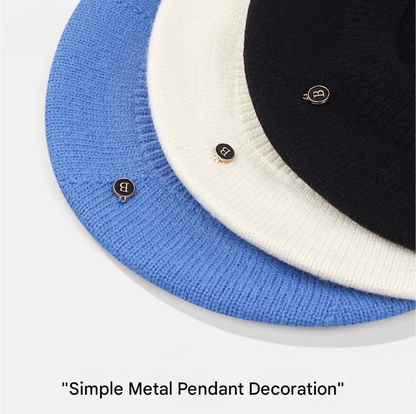 Brown Vintage Inspired Knitted Beret - Stretchy & Comfortable Wool Blend Cap