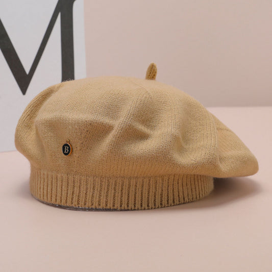 Camel Vintage Inspired Knitted Beret - Stretchy & Comfortable Wool Blend Cap