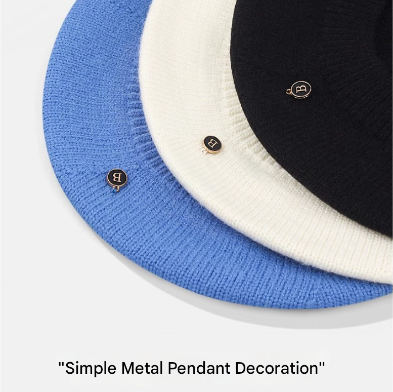 White Vintage Inspired Knitted Beret - Stretchy & Comfortable Wool Blend Cap