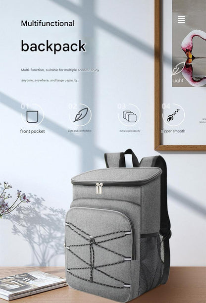 Black Large Insulated Cooler Backpack - Leakproof, Lightweight for Picnic, Beach, Camping