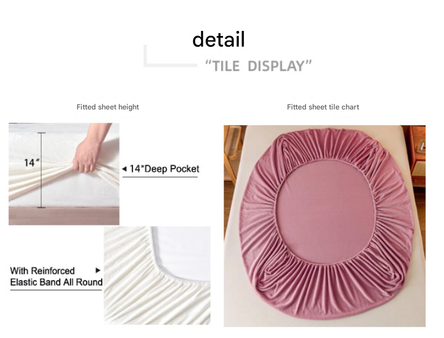 Bean paste color Plush Crystal Velvet Fitted Sheet - Ultra Soft, Warm & Thick for Winter (99x190+36cm)