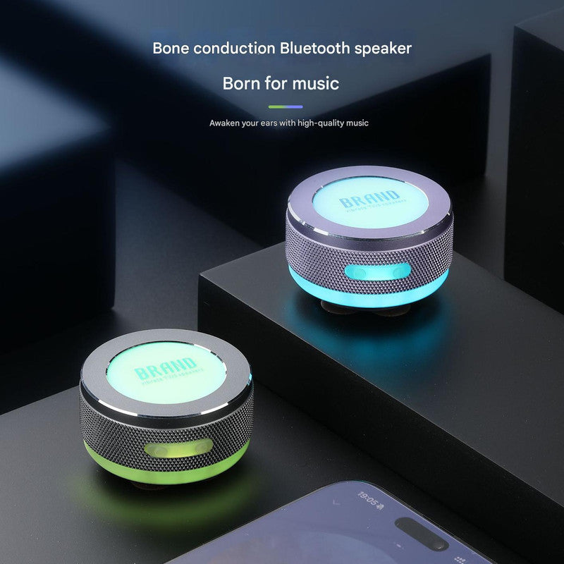 Blue Bone Conduction Vibration Bluetooth Speaker - TWS Stereo, LED, Surface Sound