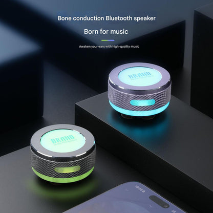 Blue Bone Conduction Vibration Bluetooth Speaker - TWS Stereo, LED, Surface Sound