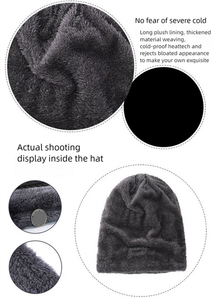 Black Men's 5-Piece Winter Essentials Set -  Lined Beanie Hat, Neck Warmer, Touchscreen Gloves & 2 Pairs Thermal Socks