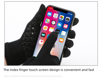 Black Men's 5-Piece Winter Essentials Set -  Lined Beanie Hat, Neck Warmer, Touchscreen Gloves & 2 Pairs Thermal Socks