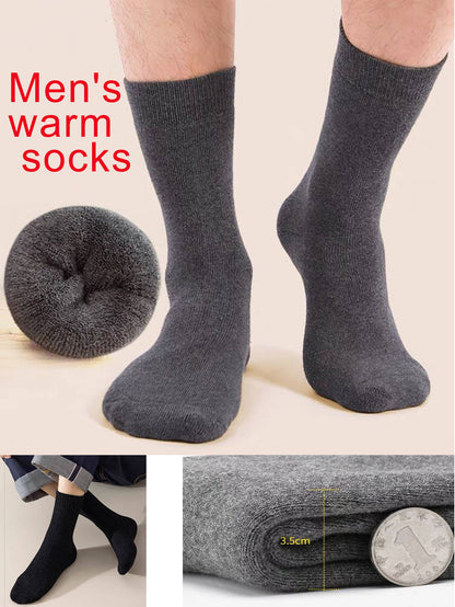 Dark Blue Men's 5-Piece Winter Essentials Set -  Lined Beanie Hat, Neck Warmer, Touchscreen Gloves & 2 Pairs Thermal Socks