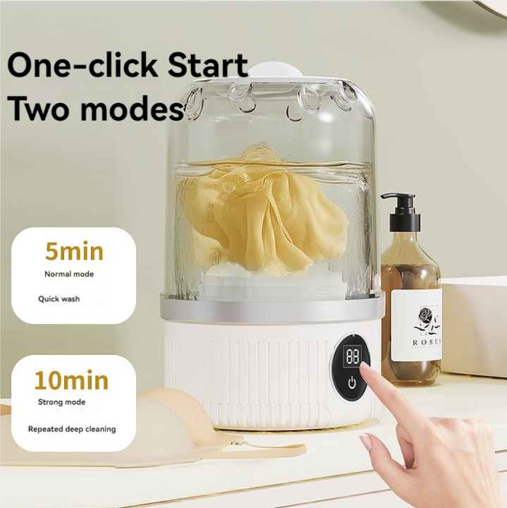 Blue Portable Mini Washing Machine - Rechargeable USB-C Electric Washer for Travel, Delicates & Socks