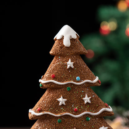 Brown Charming Gingerbread Christmas Tree Figurine - Festive Resin Holiday Table Decor Ornament