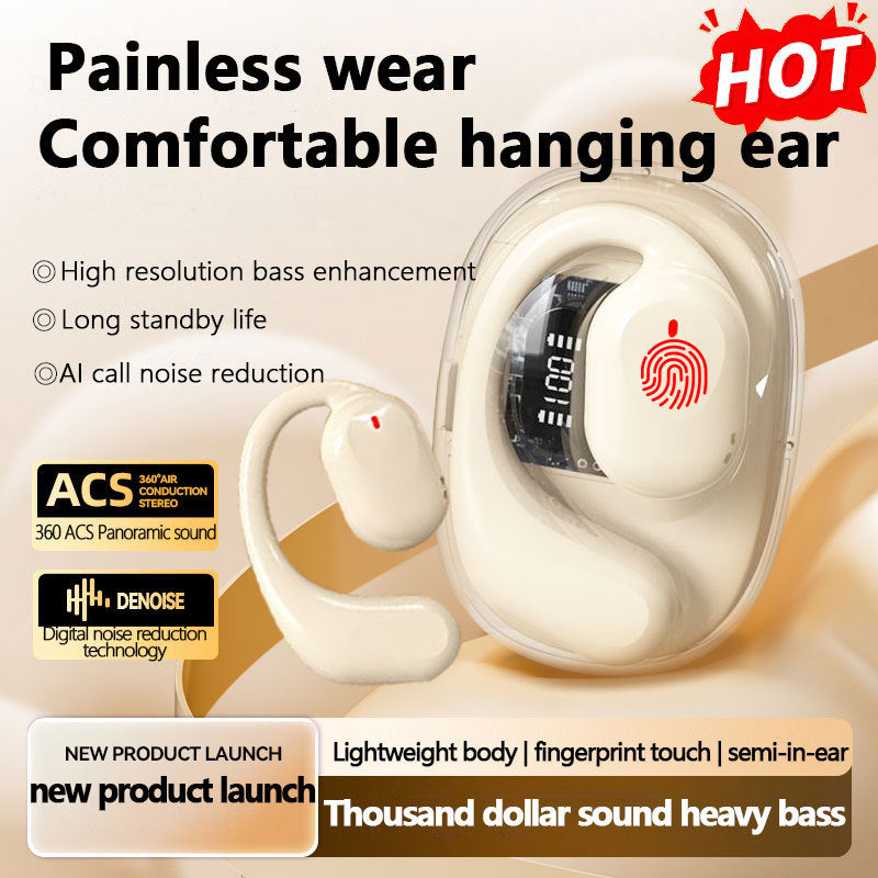 OWS Open-Ear TWS Earbuds with AI Translation - Bluetooth 5.4, 360 ACS Sound, LED Display Case(Pink)