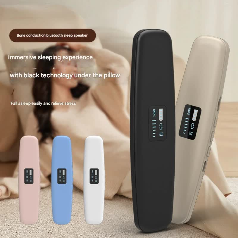 Under-Pillow Bone Conduction Sleep Sound Device - Bluetooth 5.3, TF Card, 8H Playtime & Timer(black)